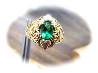 Vintage Black Hills Gold Ladies 10k/ Rose & Yellow Gold Ring Emerald Ring Sz 8