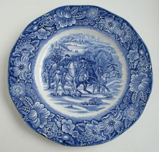 Vtg 1 Luncheon Plate Liberty Blue Staffordshire Washington At Valley Forge