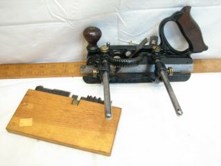 Antique Stanley Sweetheart No.  45 Combination Plow Plane Wood Tool W/cutters