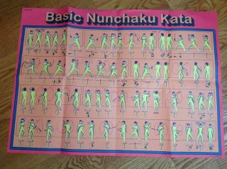 Basic Nunchaku Kata Poster 1978 Awma 28 Inch X 20 Inch Martial Arts Poster