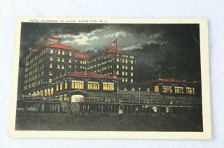 Hotel Flanders At Night Ocean City,  Jersey 1920s Vintage Antique Postcard