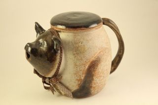 Vtg 1983 Stoneware Pottery Whimsical Pig Teapot / Creamer Figural Pitcher Signed