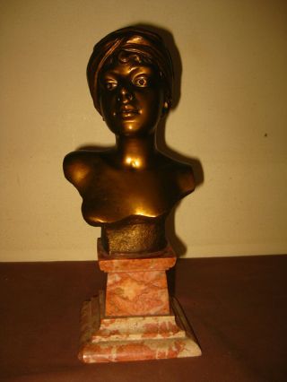 Antique Art Deco Nouveau Emanuel Villanis Lady Woman Bronze Statue Sculpture