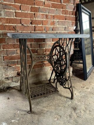 Vintage Singer Sewing Machine Table With Slate Top 2