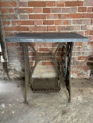Vintage Singer Sewing Machine Table With Slate Top 3