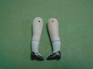 Antique Porcelain Dollhouse Doll Legs,  Wire Fixing,  4,  8 Cm,  1.  9 ",  Black Shoes