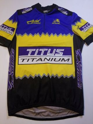Vtg Aussie Titus Titanium Cycling Jersey M/s 90s Avid Racing Team Distress