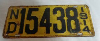 1914 North Dakota Automobile License Plate - All