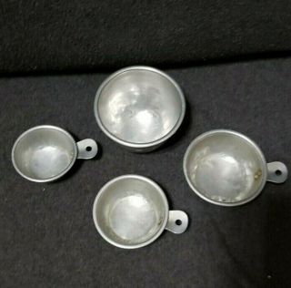 Vintage 4 Piece Set of Aluminum Nesting Measuring Cups 1 & 1/2 & 1/4 & 1/3 Cup 3
