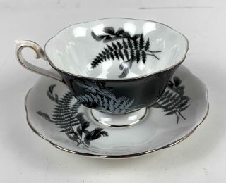 Vintage Royal Albert Tea Cup And Saucer Bone China England Black And White