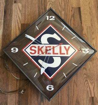 Skelly Oil Gas Station Garage Man Cave Wall Clock Sign Pam Old Antique