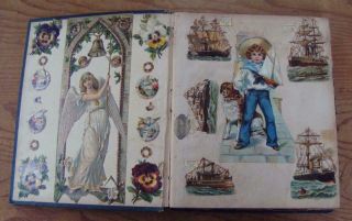 L01 - Victorian Album - Antique Scrapbook - 30 Pages,  60 Sides - Good Scraps