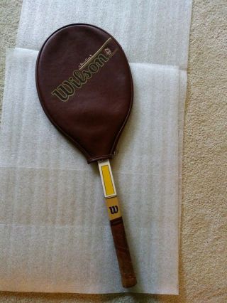 Vintage Wilson Chris Evert Miss Chris Wooden Tennis Racket W Cover 4 1/4 " Grip