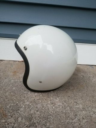 Vintage Bell Rt Helmet Long Beach Size 7 3/8 White With Knucklehead Bobber