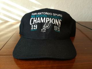 Nba San Antonio Spurs Western Champs 1999 Cap Hat Adult Snapback Vintage Blue