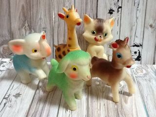 Vintage Baby Rubber Squeak Toys Set Of 5
