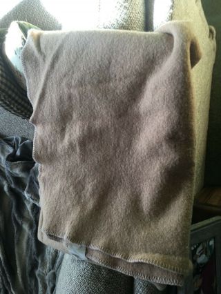 Vintage BEIGE Wool Blanket Lebanon Tennessee Woolen Mills USA 58 X 58 2