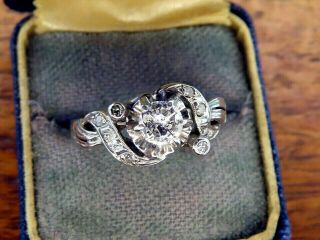 Vintage Palladium Art Deco Antique.  54 Carat Ct.  Diamond Engagement Wedding Ring