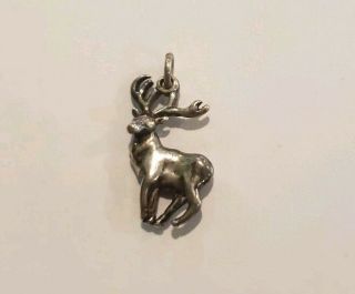 Vintage Sterling Silver Elk Deer Charm Pendant