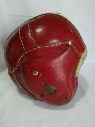 1930 ' s - 1940 ' s Macgregor H612 Leather Football Helmet Red.  B36 2