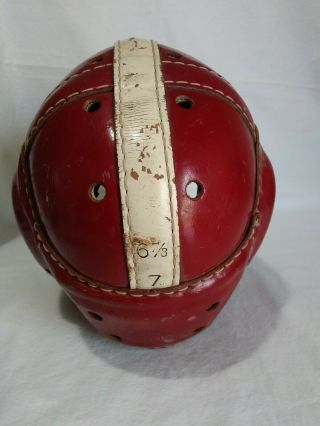 1930 ' s - 1940 ' s Macgregor H612 Leather Football Helmet Red.  B36 3