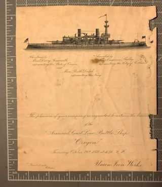 1893 Union Iron Navy Battleship Oregon San Francisco Ca California History