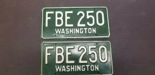 Pair/set Of 1958 - 62 Washington Passenger Vehicle License Plates Fbe250