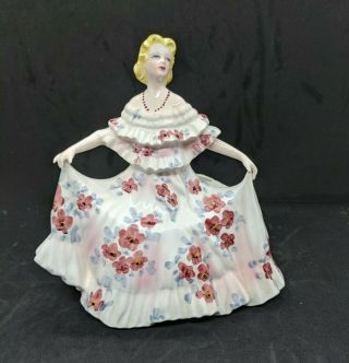 Vintage Lefton Exclusives Lady Planter In Flowered Dress 423