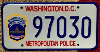 Washington D.  C.  District Of Columbia Metropolitan Police License Plate & Shield