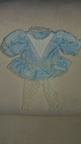 Vintage Cabbage Patch Kids Shiny Blue Dress With Lace Tights
