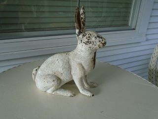 Vintage Antique Cast Iron Hubley Rabbit Doorstop Garden Statue