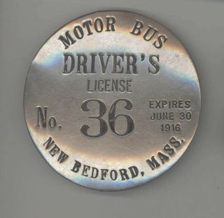 Rare 1916 Bedford Massachusetts Motor Bus Driver 