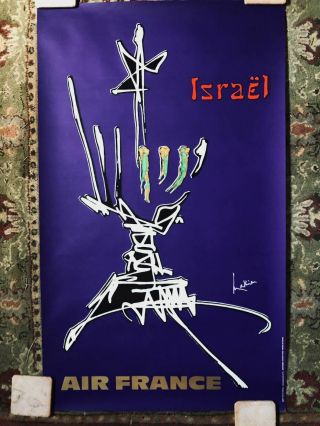 Georges Mathieu Vintage Abstract 1960s Vintage Air France Poster " Israel " Nos