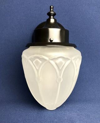 Vintage Black Lantern Porch Light Frosted Acorn Glass Shade Sconce Wall Mount