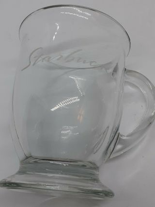 Vintage Starbucks Anchor Hocking Etched Clear Glass 12oz Coffee Mug/ Cup 5”tall