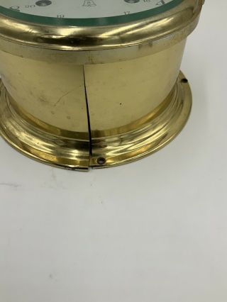 Vintage German Schatz Royal Mariner Brass - IT - Clock 8 day Ships Bell 3