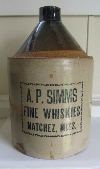 Stoneware Advertising Whiskey Jug - C - 1890 - Mississippi
