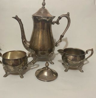 Wm Rogers Silver - Plate Metal Tea Pot Sugar Bowl Lid Vintage