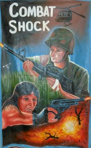 Combat Shock Hand Painted Movie Poster On Flour Sack African Vintage Ghana