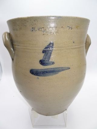 Circa Mid - 1800’s N.  Clark & Co.  - Lyons – Crock - Jar 1 - Gal.