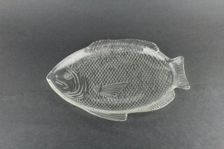 Vintage Clear Glass Fish Plate Dish Oven Proof Usa 10 X 8