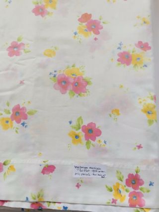 Vintage Full Double Flat Sheet Pink Yellow Floral Cutter Cannon Monticello