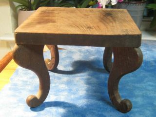 Vintage Small Wood Queen Anne Legs Tea Table Made In Japan 7 " X 7 " X 5 1/2 "