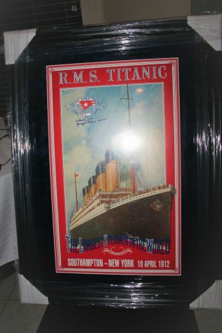 Titanic Survivor Millvina Dean Hand Signed Framed Poster White Star Line
