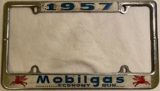 Rare 1957 Mobil Oil / Mobilgas Economy Run License Plate Frame