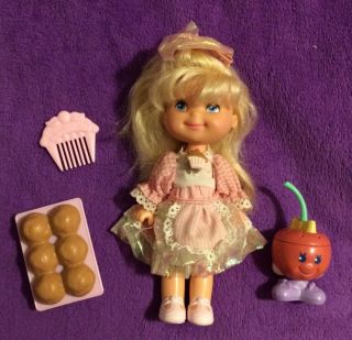 1988 Cherry Merry Muffin Cupcake Doll By Mattel With Cherry Cupcakes & Comb