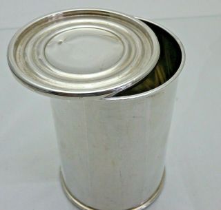 Vintage Solid Silver Caddy Canister Made to Look Like Tin Can Unusual MCH (VNN) 3