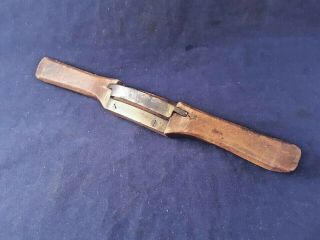 Great Looking Vintage Heel Shave Spoke Shave Wooden With Brass Sole