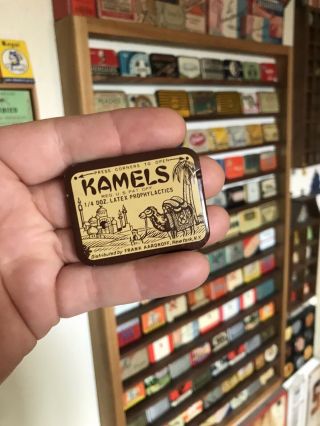 Vintage Kamels Prophylactic Tin Box Condom Collectible Graphic Antique Rare Vgc