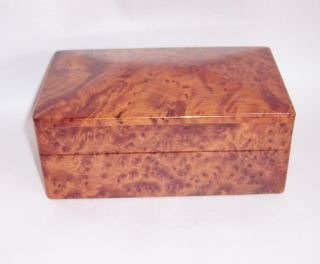 Vintage Art Deco Style Burr Burl Wood Wooden Jewellery Trinket Box